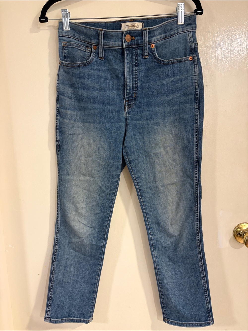 Mavi Madewell Stovepipe Cropped Ankle Jeans in Medium Blue Wash